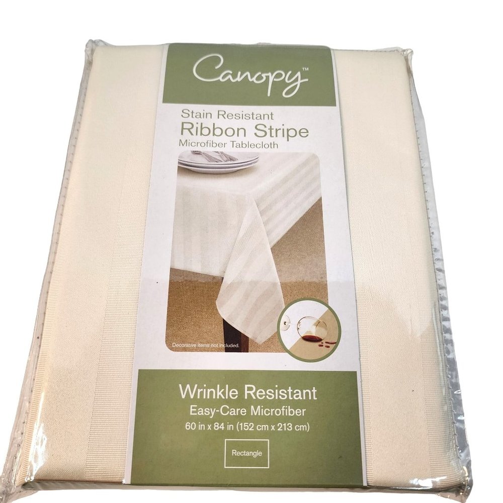 Canopy Ivory 60x84 Rectangle Tablecloth Stain & Wrinkle Resistant